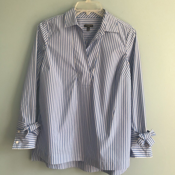 Talbots Tie-Cuff Popover Striped SP - Picture 5 of 6